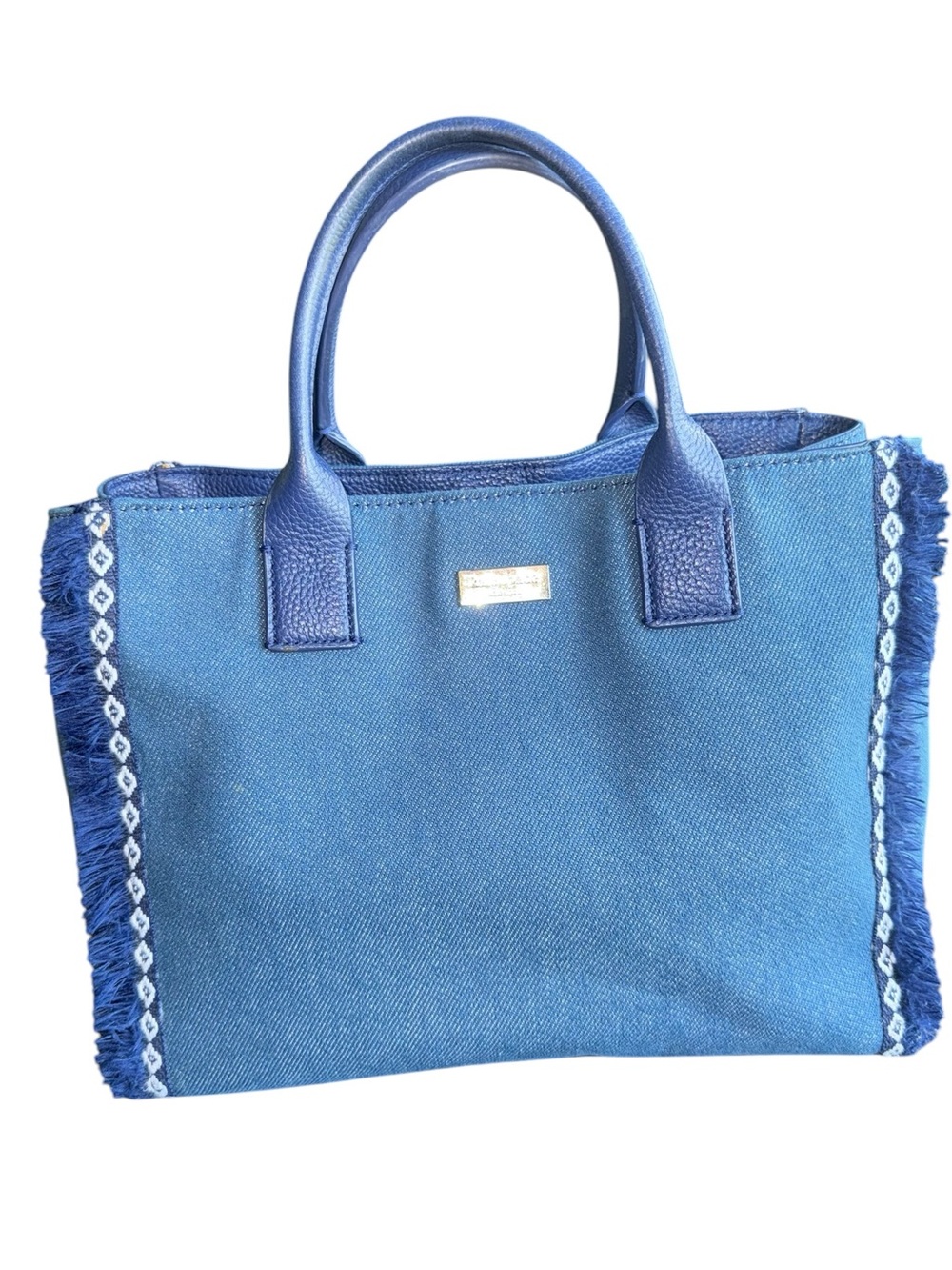 kate spade New York Morelia Place Denim Fringe Satchel EUC